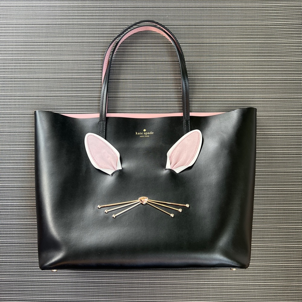 *never used* Kate Spade large leather tote (rabbit motif)